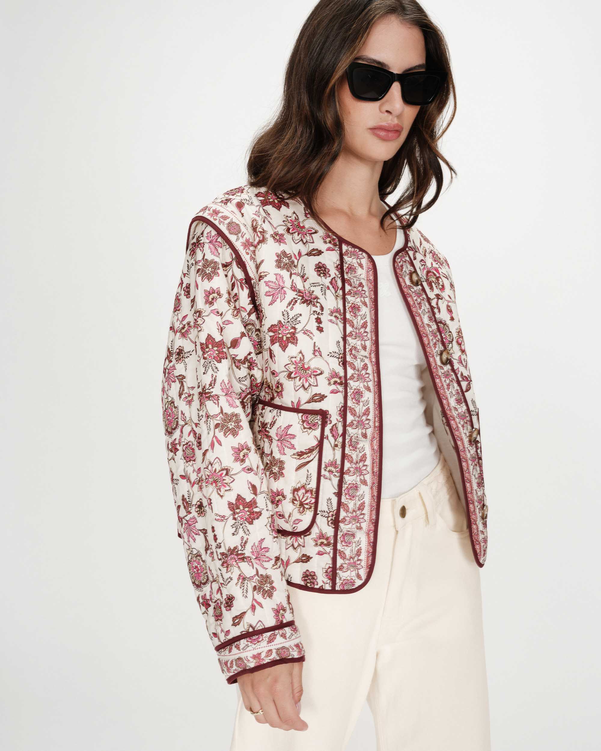 Veste matelassée imprimée fleur Vahina