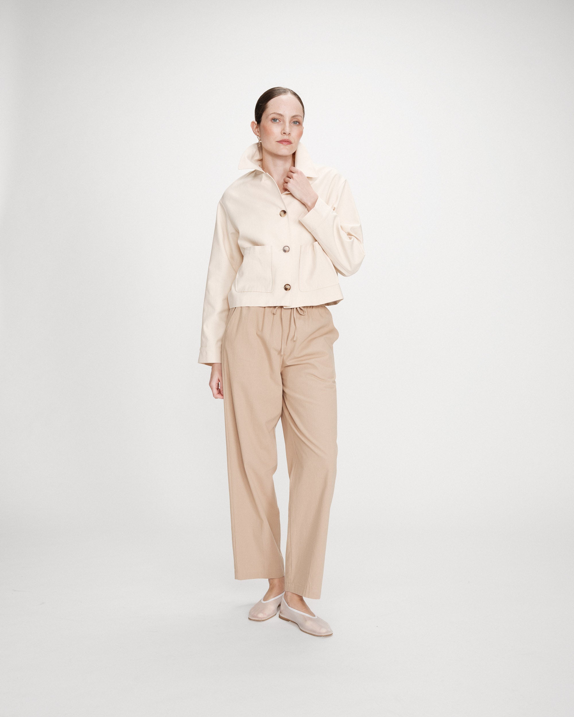 Chaqueta corta de algodón ecru Veronica