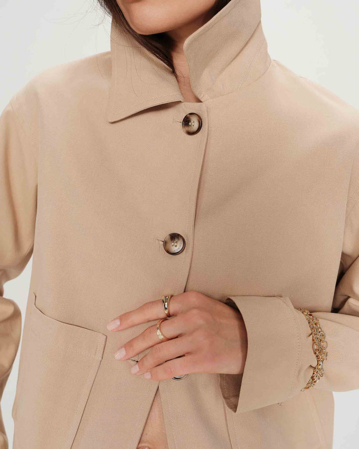 Chaqueta corta de algodón abotonada sable Veronica