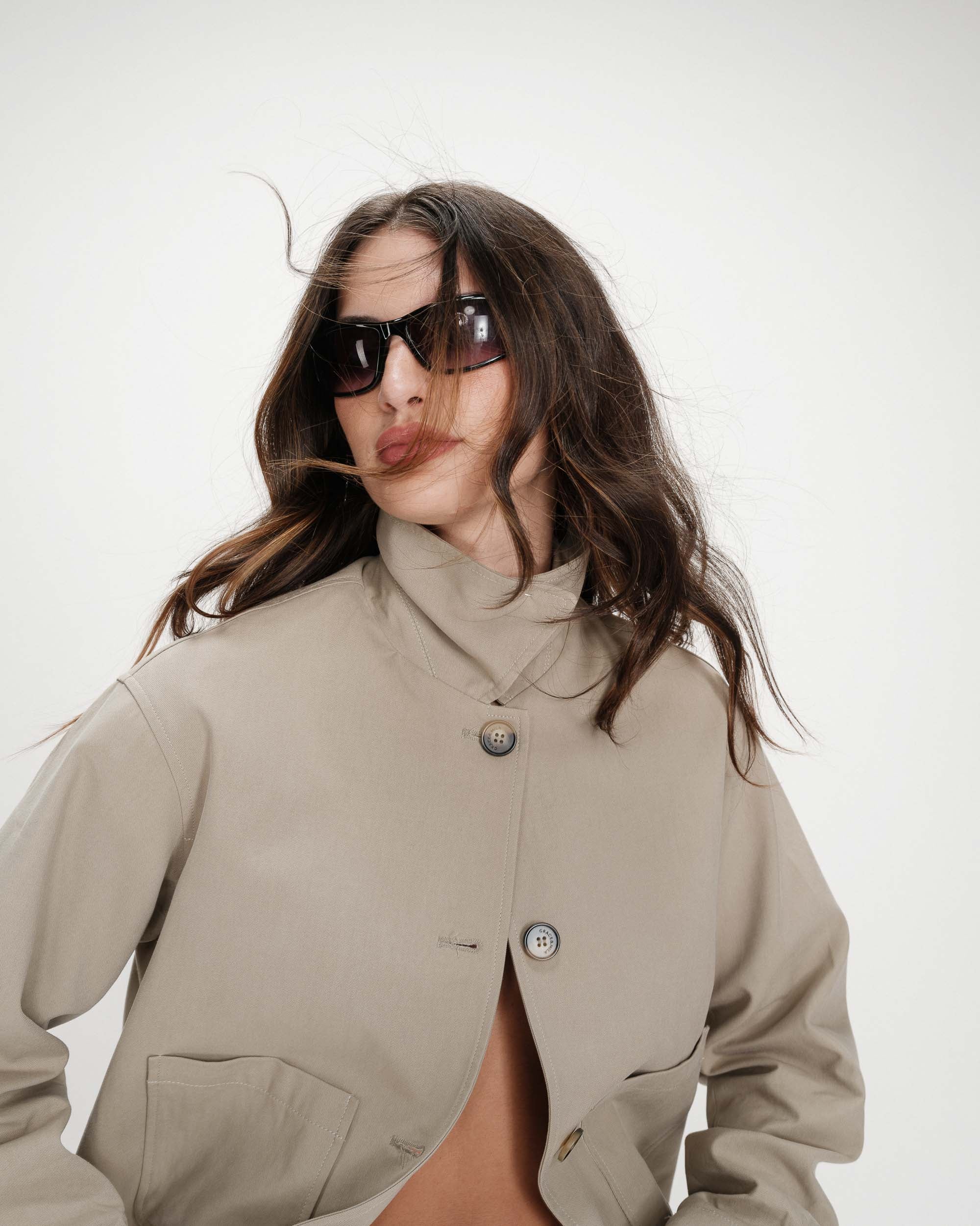 Veste courte en coton sauge Veronica