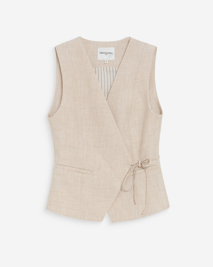 Gilet à nouer sable Vilmont