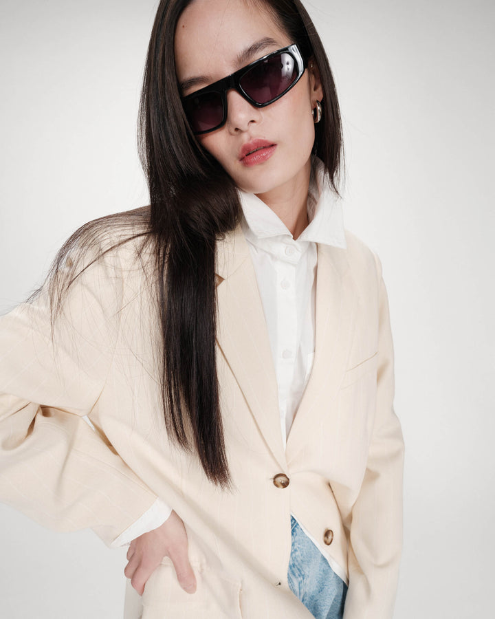 Chaqueta de dos botones con raya vanille Velvet