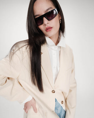 Blazer à deux boutons rayé vanille Velvet