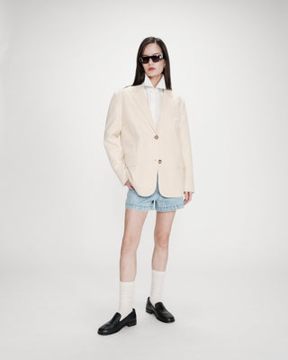 Blazer à deux boutons rayé vanille Velvet