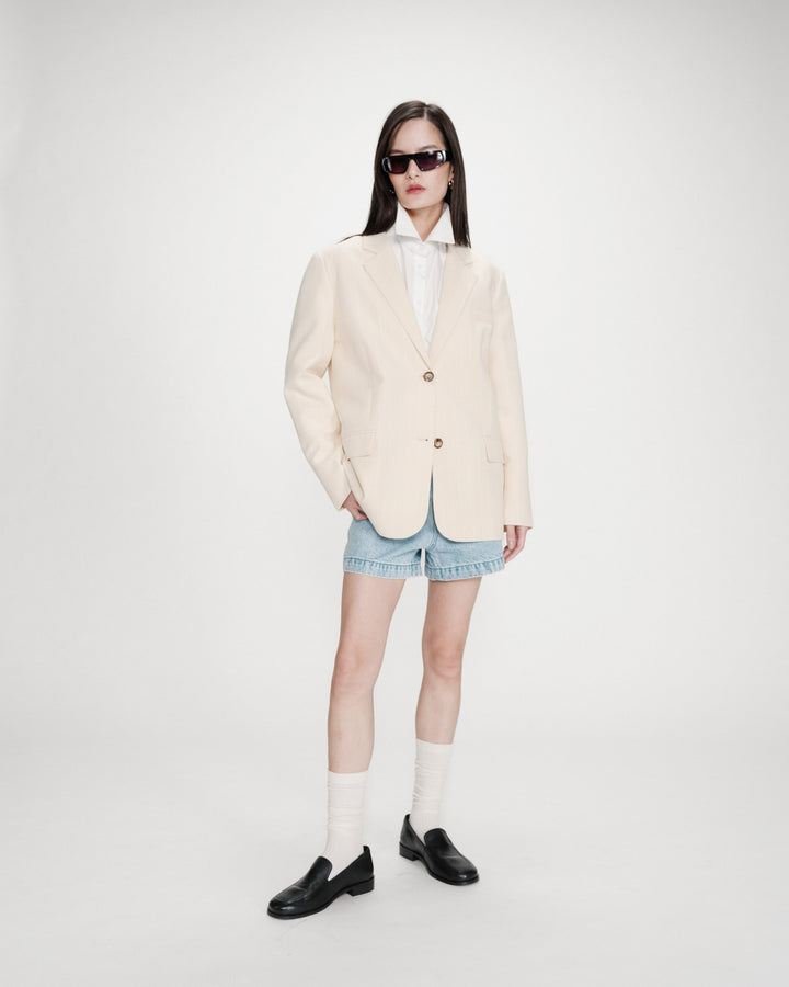 Blazer à deux boutons rayé vanille Velvet