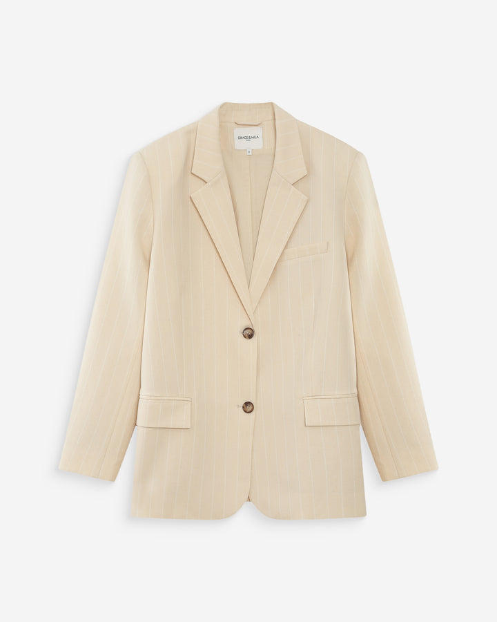 Chaqueta de dos botones con raya vanille Velvet