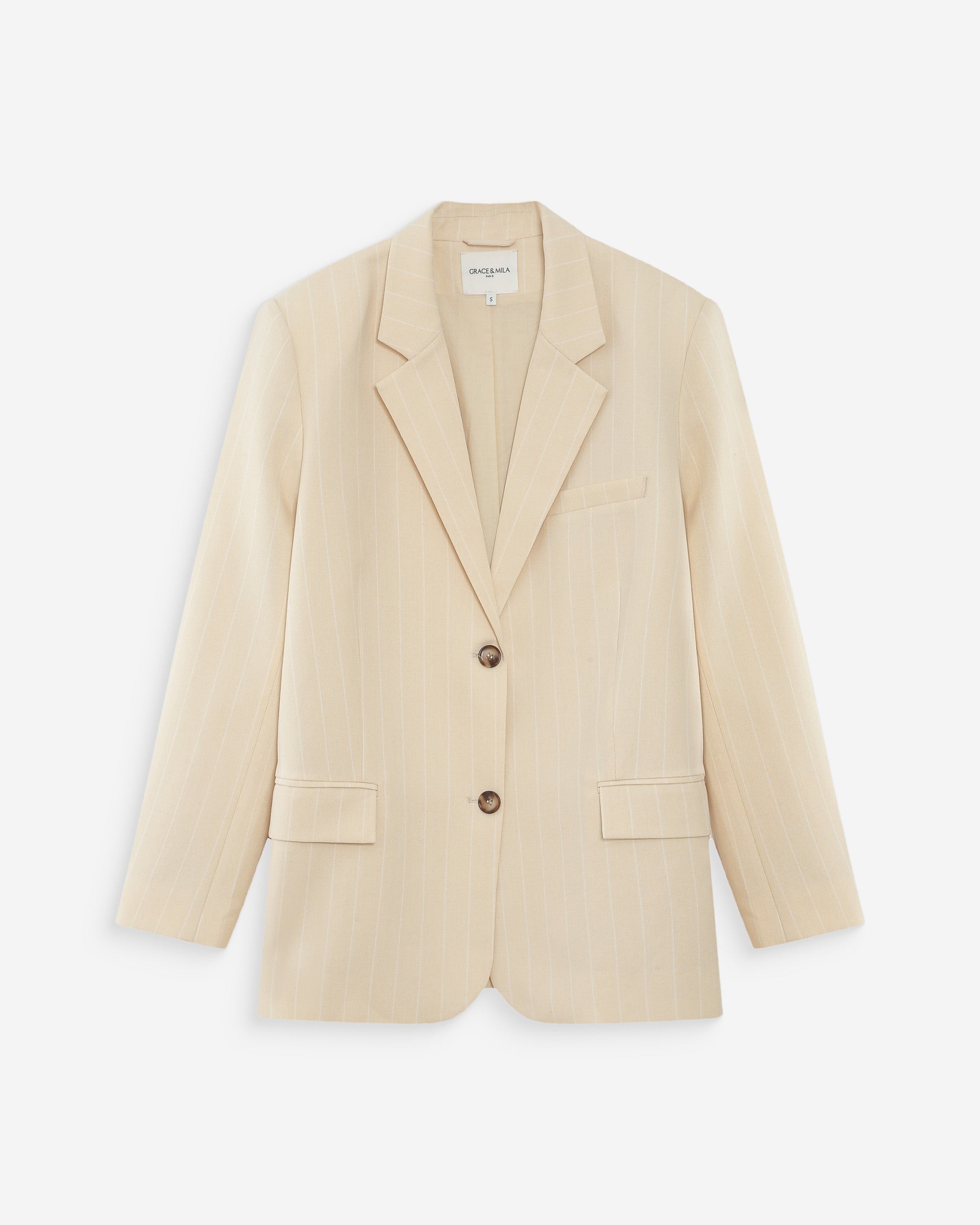 Blazer à deux boutons rayé vanille Velvet