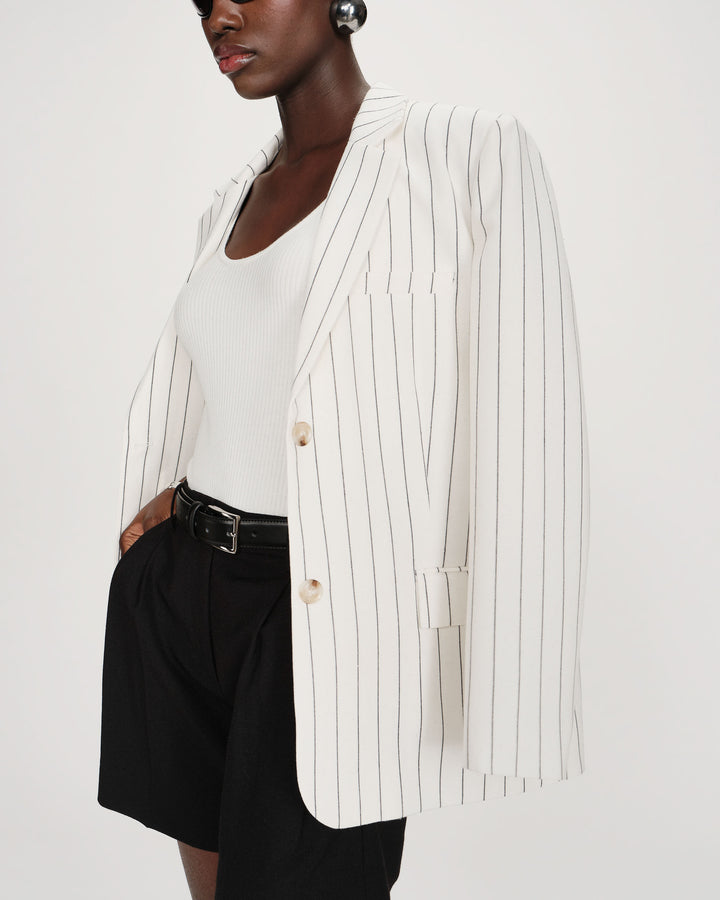 Chaqueta de dos botones con raya white Velvet