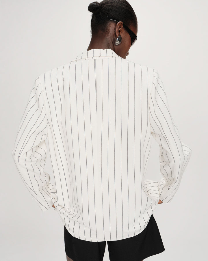 Blazer à deux boutons rayé white Velvet