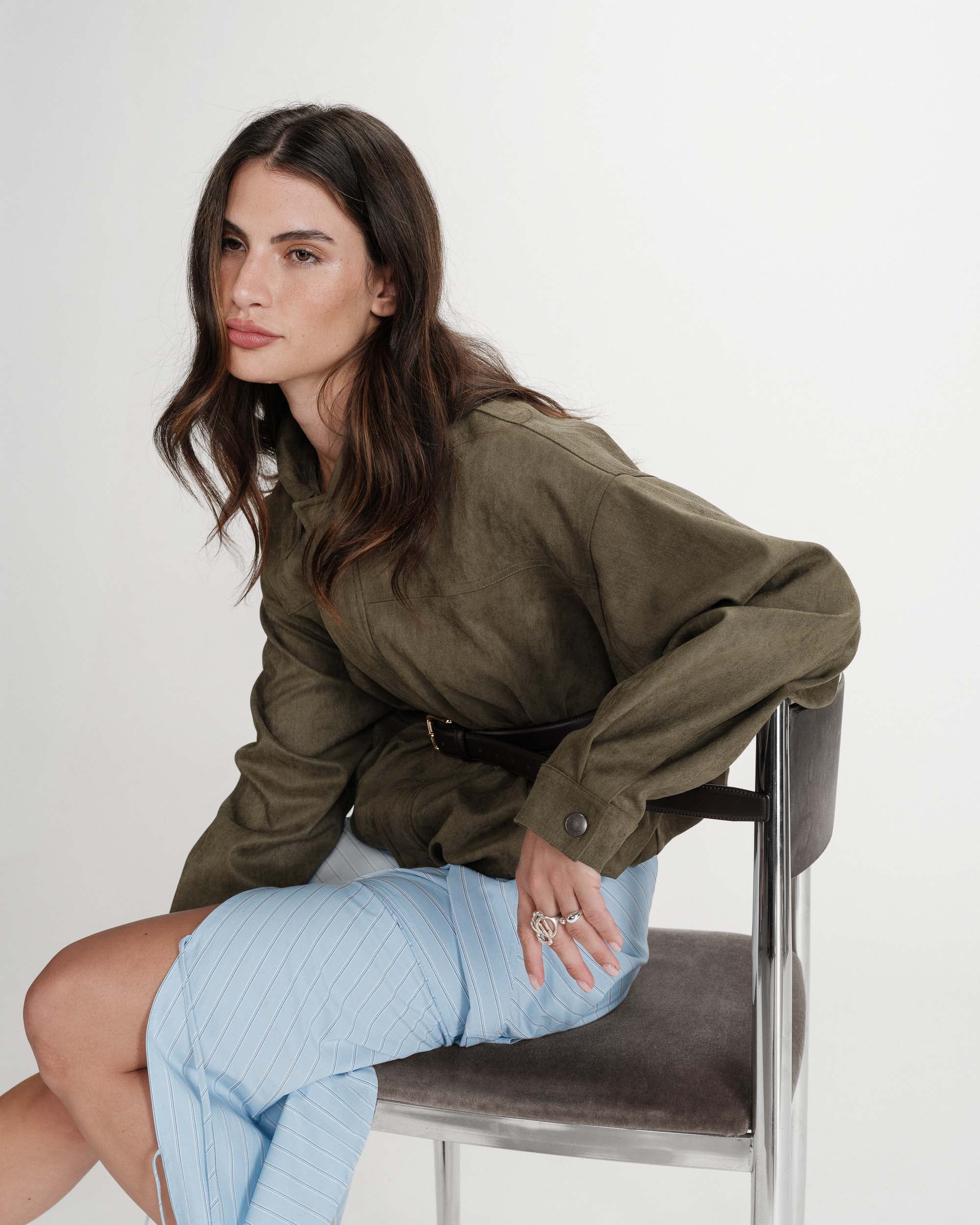 Veste bomber en suédine kaki Verve