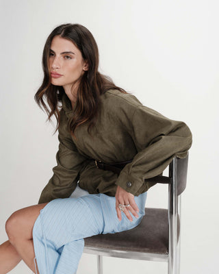 Veste bomber en suédine kaki Verve