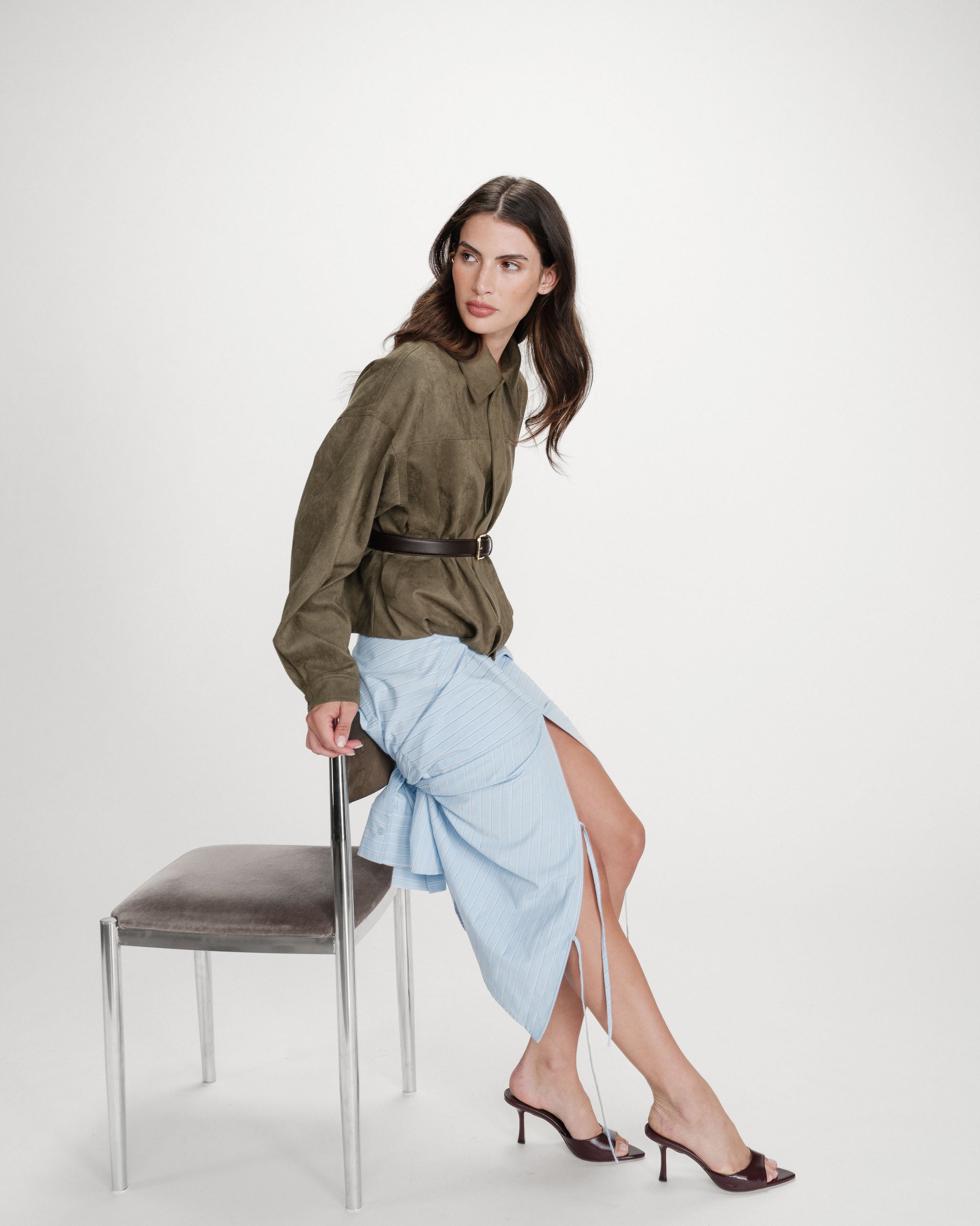 Veste bomber en suédine kaki Verve