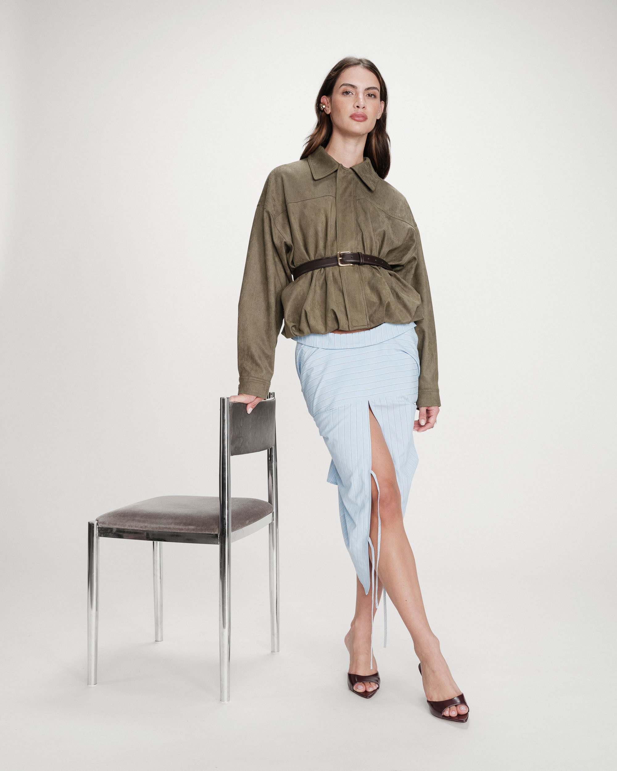 Veste bomber en suédine kaki Verve