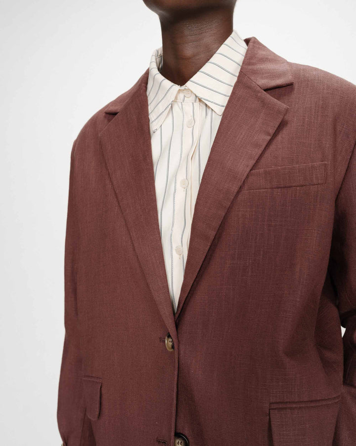 Blazer en lin et coton chocolat Velize