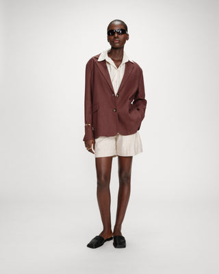 Blazer en lin et coton chocolat Velize