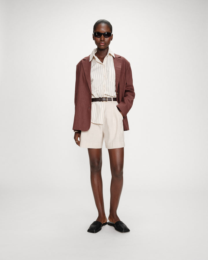 Blazer en lin et coton chocolat Velize