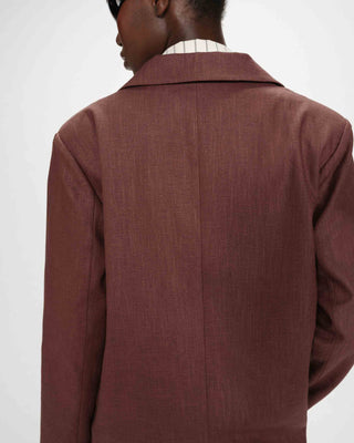 Blazer en lin et coton chocolat Velize