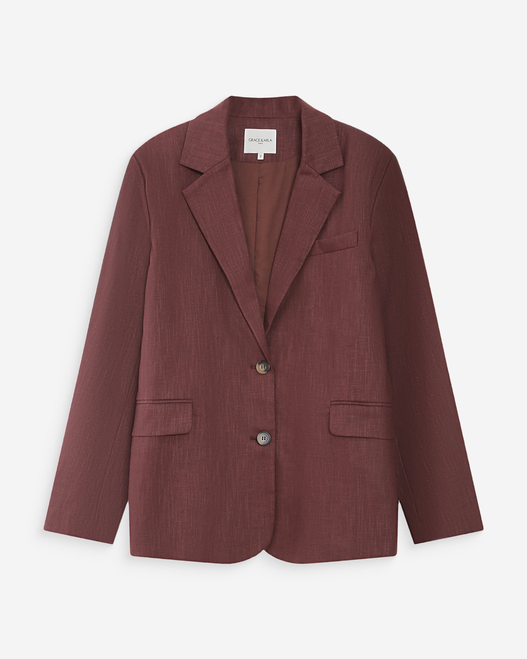 Blazer en lin et coton chocolat Velize