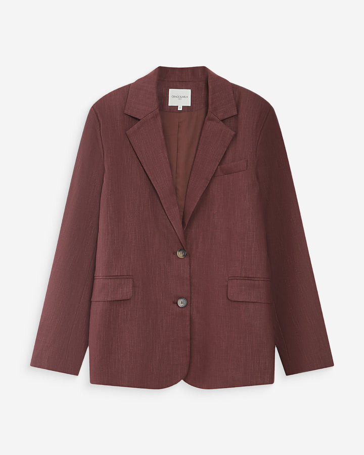 Blazer en lin et coton chocolat Velize