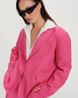 Blazer en lin et coton fuchsia Velize