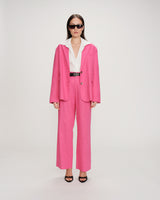 Blazer en lin et coton fuchsia Velize