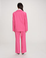 Blazer en lin et coton fuchsia Velize