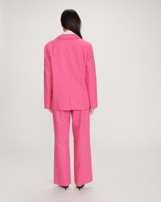 Blazer en lin et coton fuchsia Velize