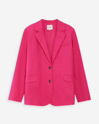 Blazer en lin et coton fuchsia Velize