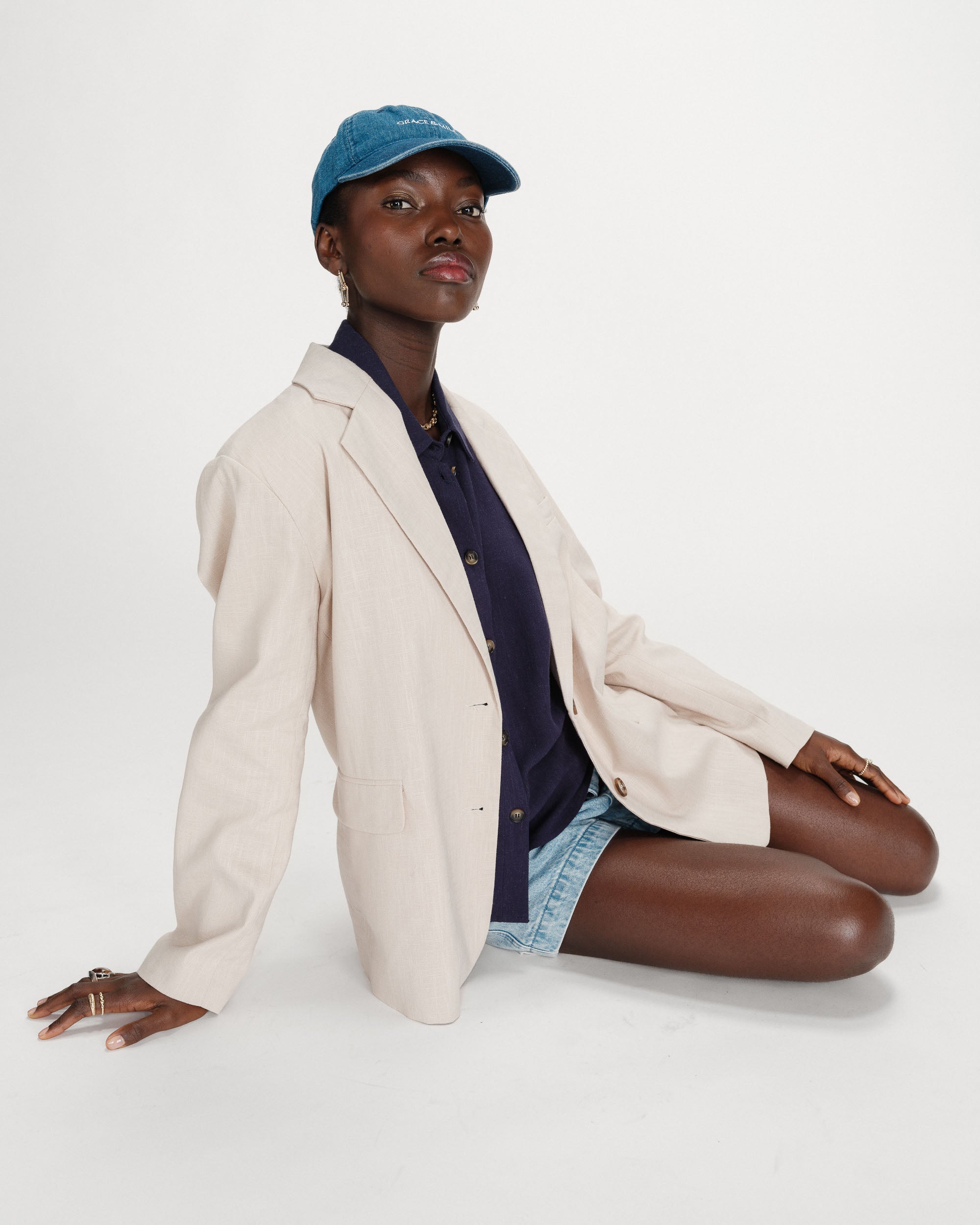 Blazer en lin et coton sable Velize