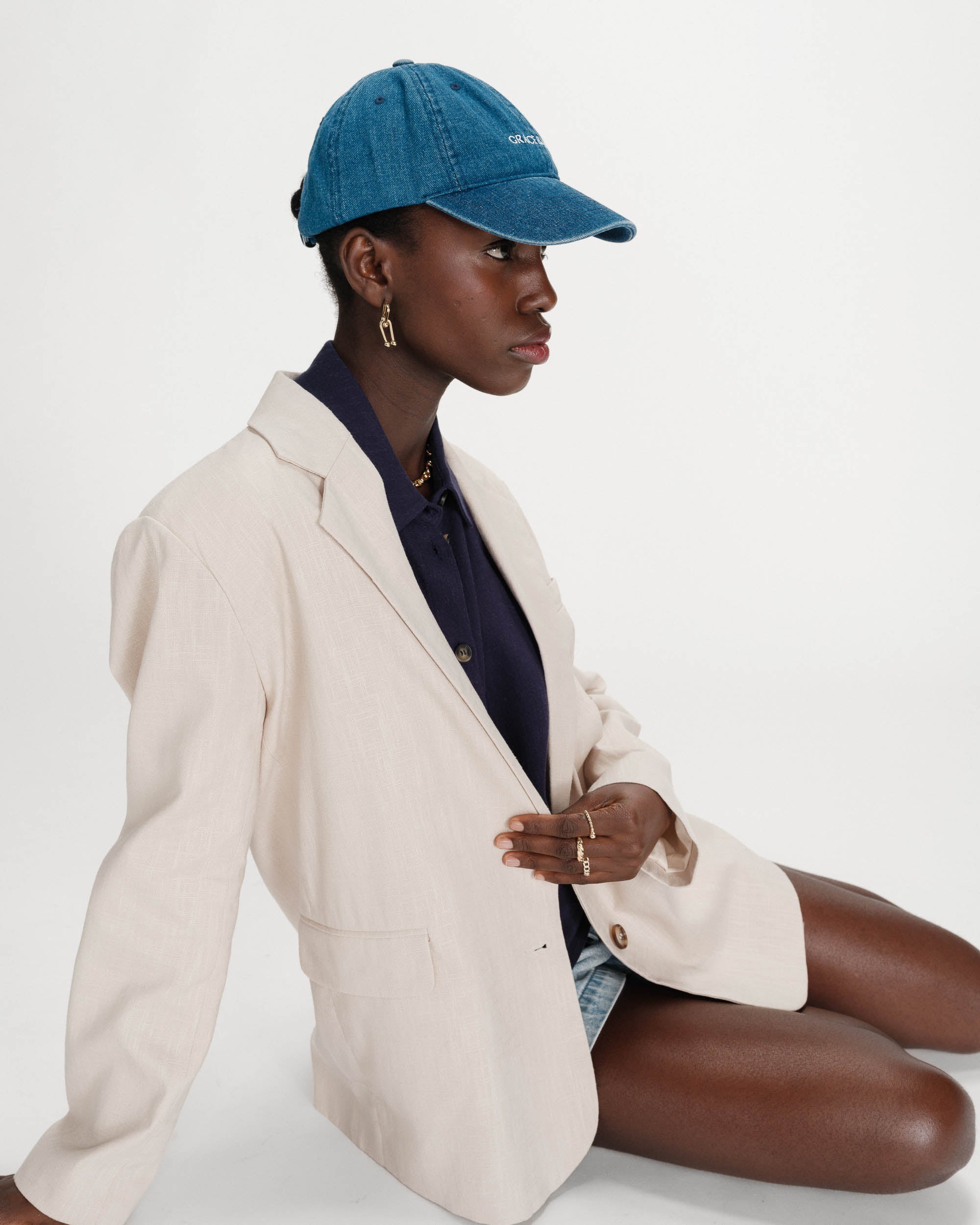 Blazer en lin et coton sable Velize