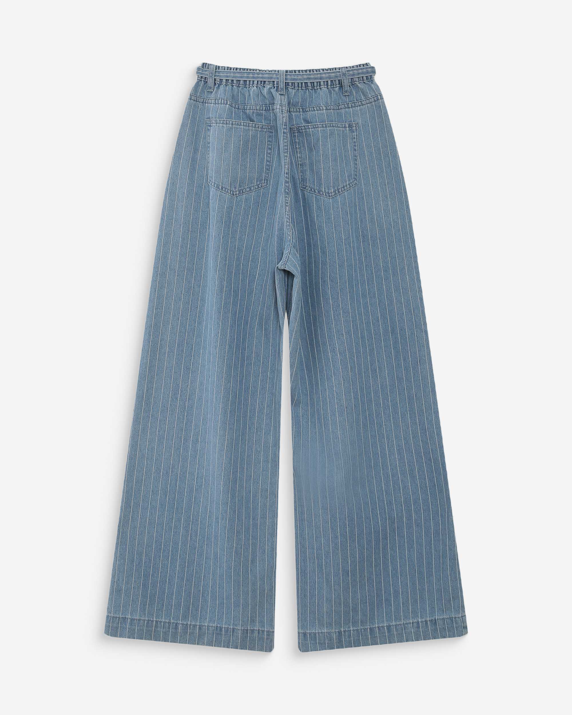 Jean oversize fluide stripedblue Pompon