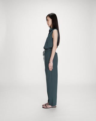 Pantalon droit en coton emeraude Rhode