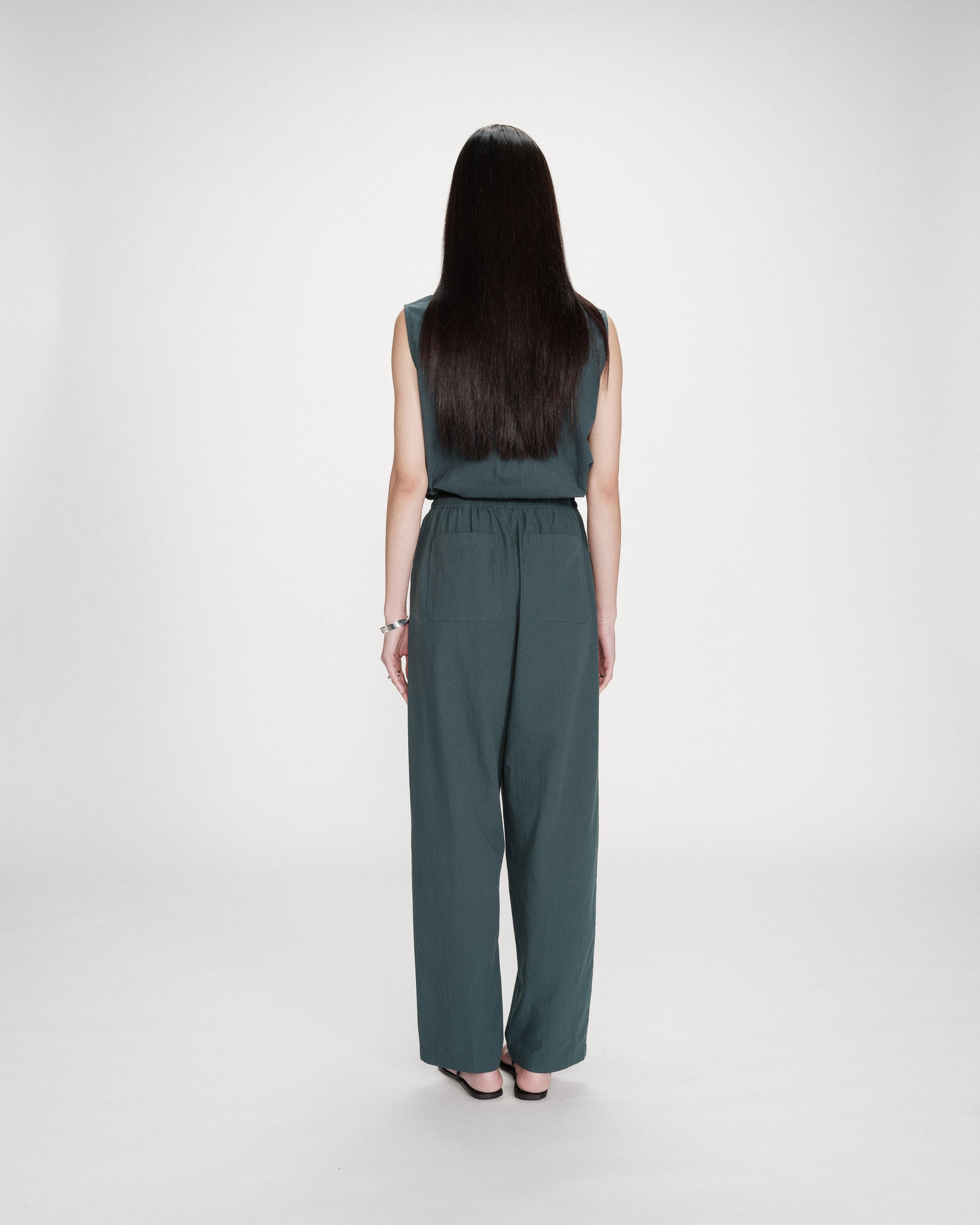 Pantalon droit en coton emeraude Rhode