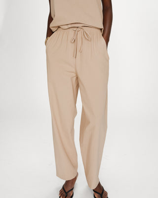 Pantalon droit en coton sable Rhode