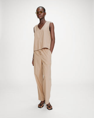 Pantalon droit en coton sable Rhode