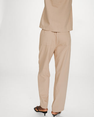 Pantalon droit en coton sable Rhode