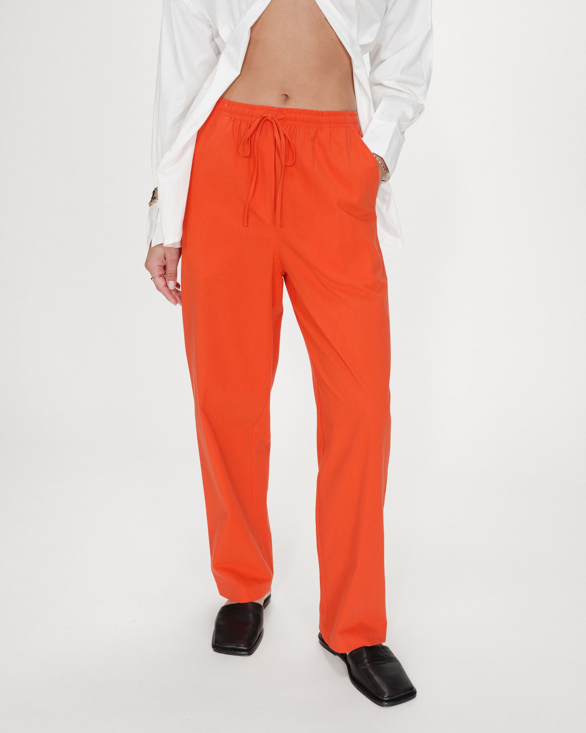 Pantalon droit en coton sanguine Rhode