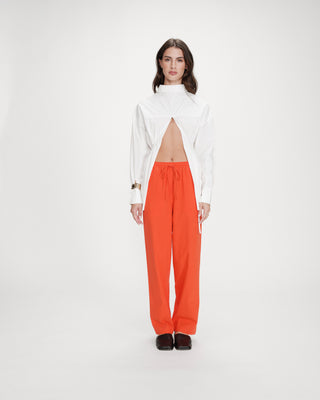 Pantalon droit en coton sanguine Rhode