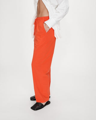 Pantalon droit en coton sanguine Rhode