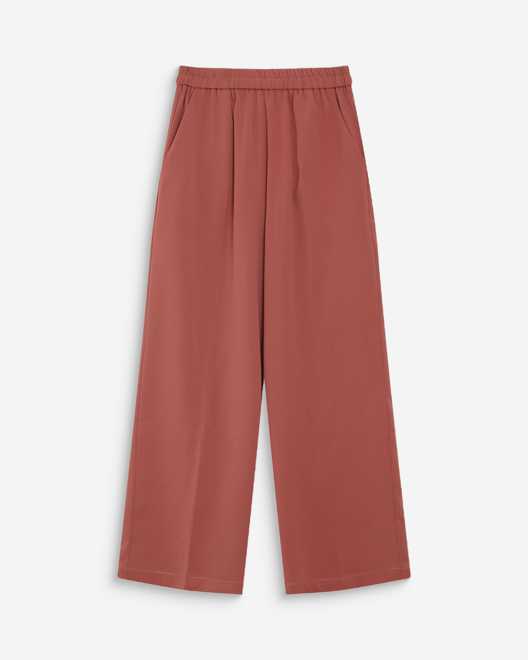 Pantalón amplio fluido con tiro medio terracotta Noblesse