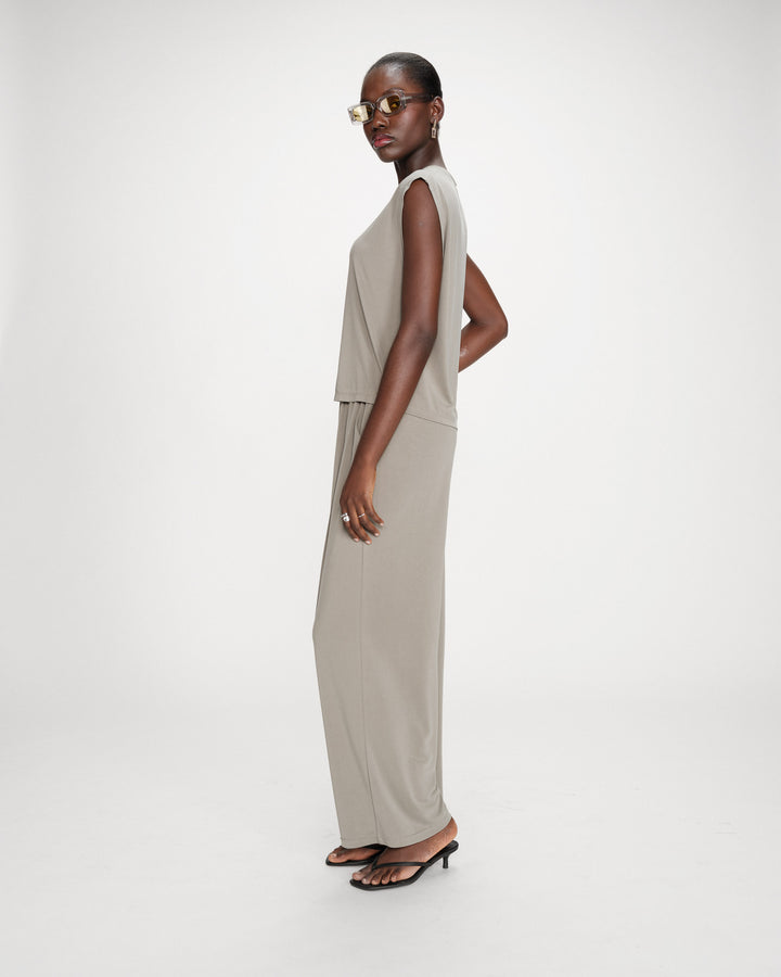 Pantalon en modal jambe large kaki Pax