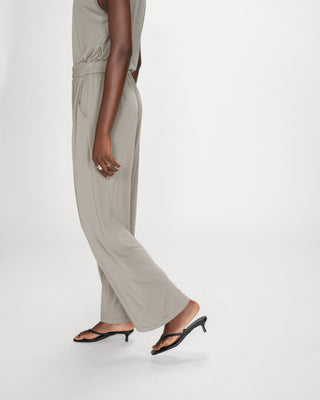 Pantalon en modal jambe large kaki Pax