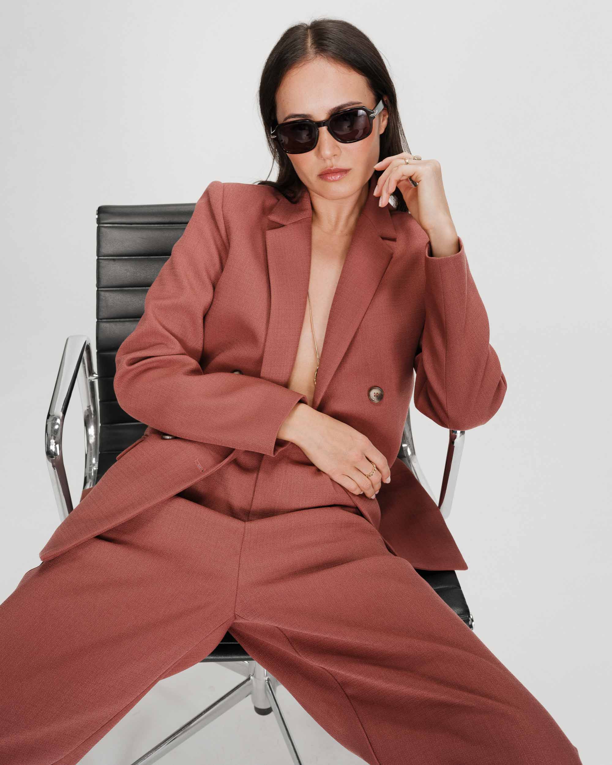 Pantalon tailleur terracotta Pierre