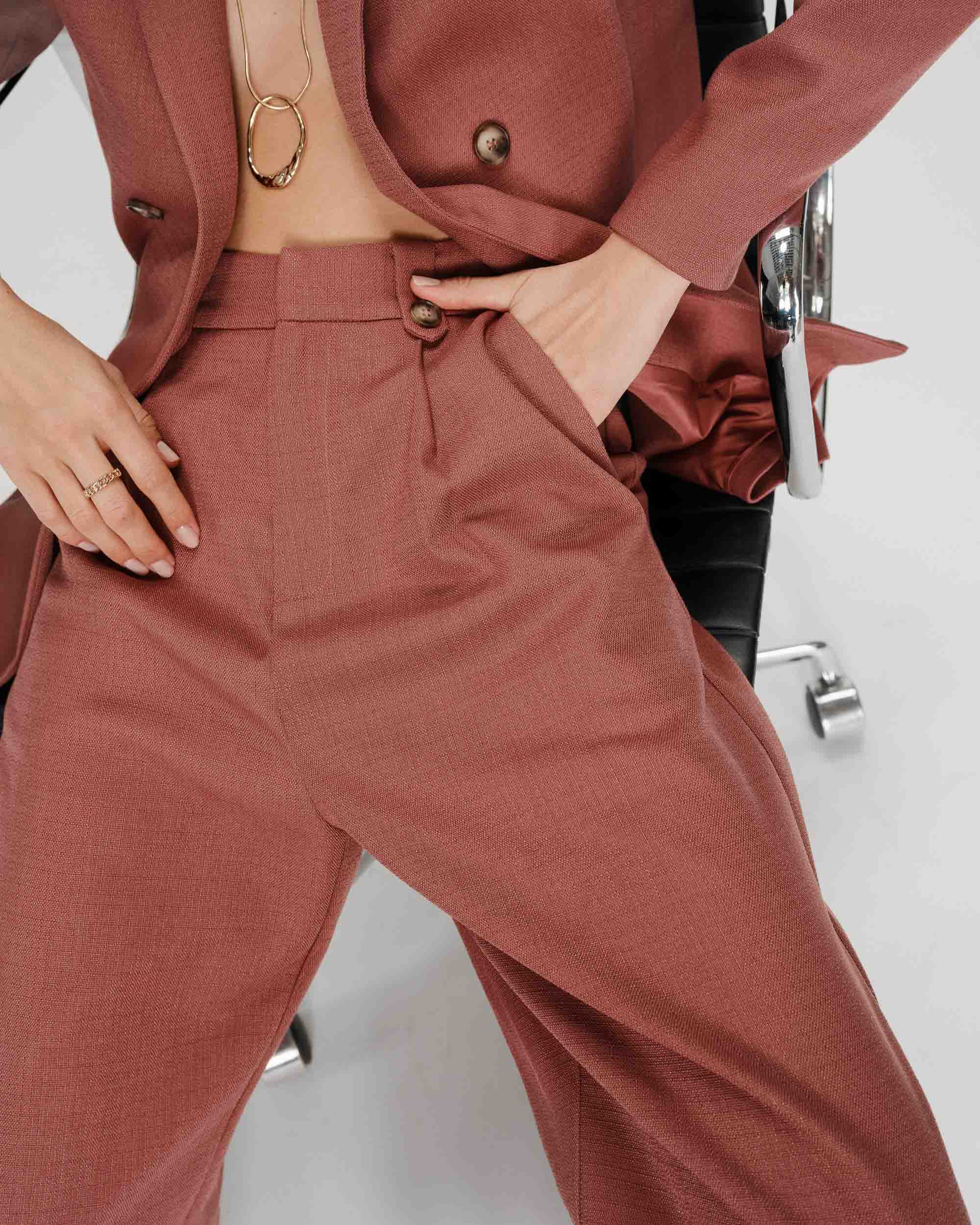 Pantalon tailleur terracotta Pierre