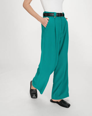 Pantalon tailleur vert Pierre