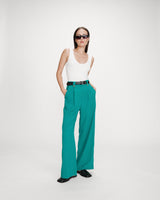Pantalon tailleur vert Pierre