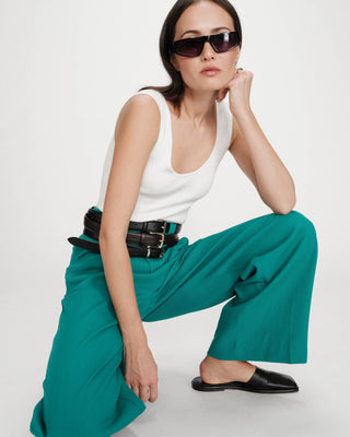 Pantalon tailleur vert Pierre