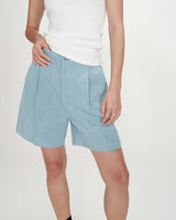 Striped denim shorts stripedblue Vars