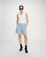 Striped denim shorts stripedblue Vars
