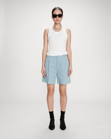 Striped denim shorts stripedblue Vars